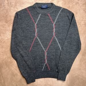 Vintage 80s Paddock Club by Arrow Chain Link Knit Sweater Gray Men's L Academia